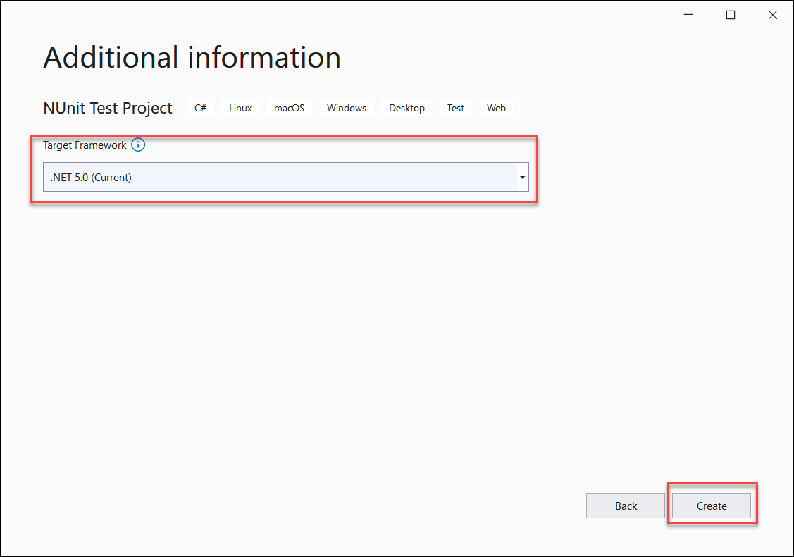 Select Target Framework Select Target Framework
