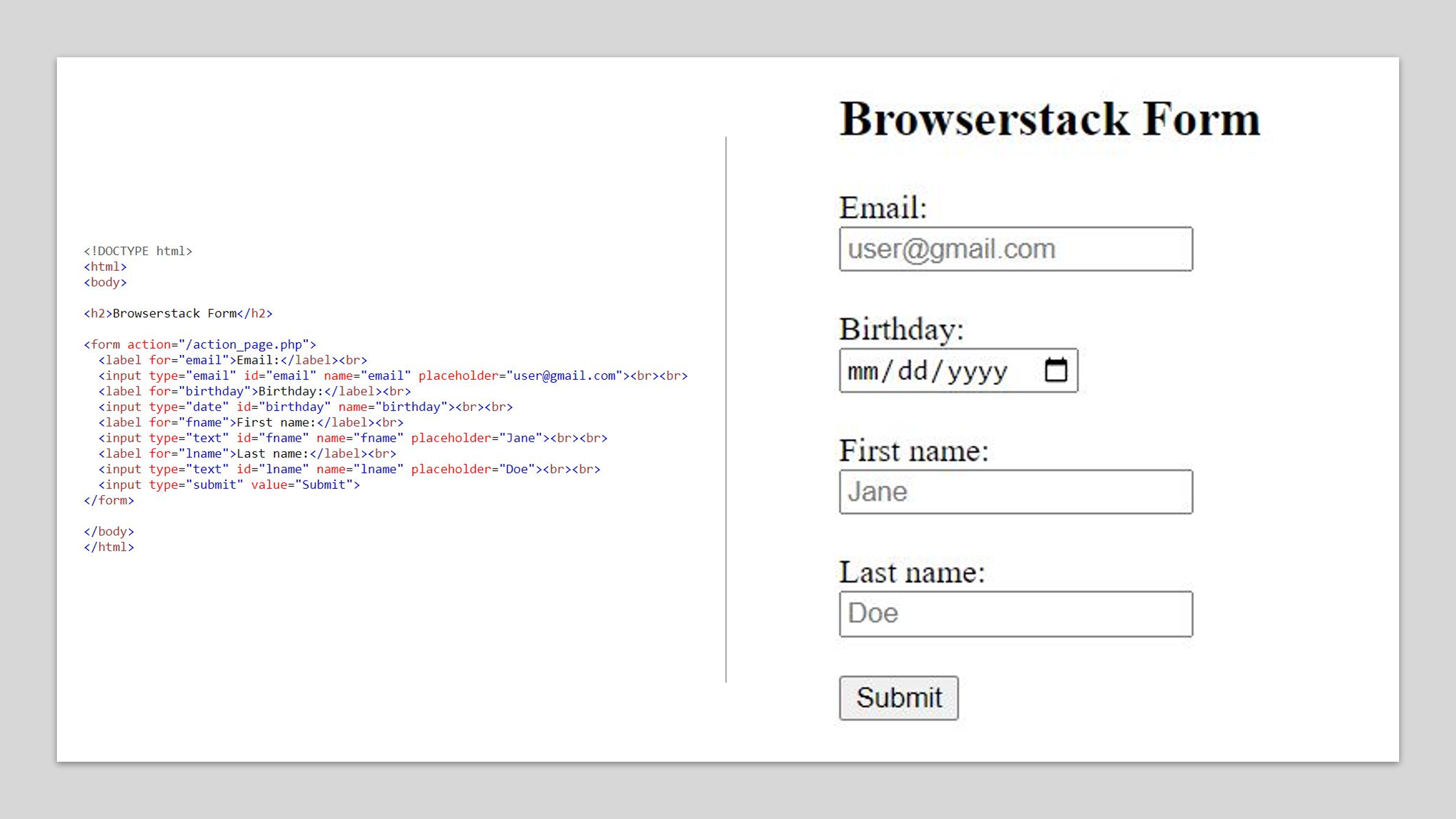 Form Example Form Example